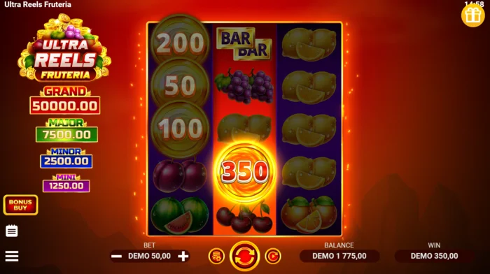 Ultra Reels Fruteria - Coin Collect érmék címletekkel