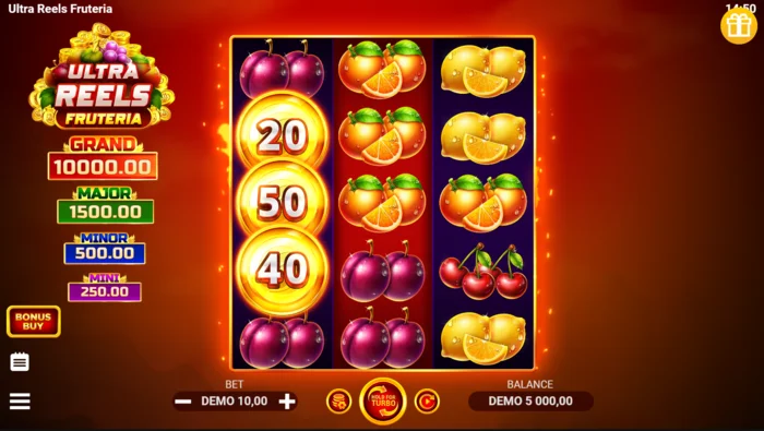 Ultra Reels Fruteria - Fő játékmenet 3x5-ös képernyőn